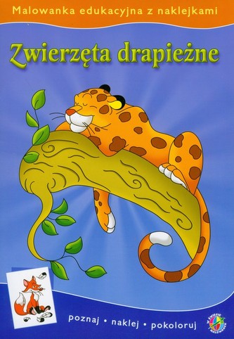 Zwierzęta drapieżne - Malowanka edukacyjna z naklejkami