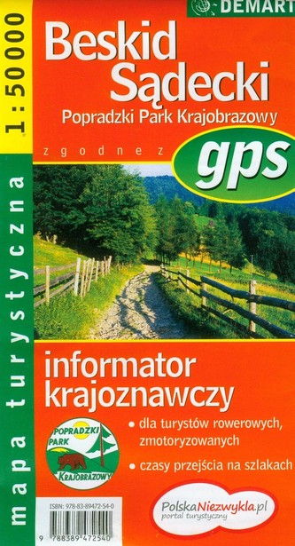 Beskid sądecki Popradzki Park Krajobrazowy mapa turystyczna