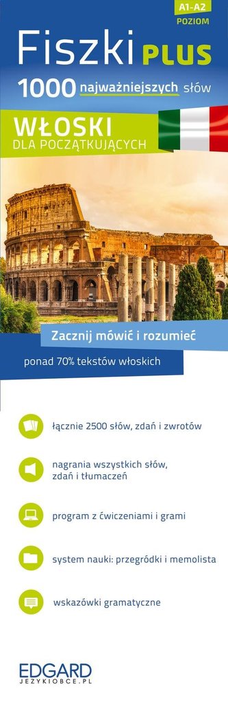 Fiszki PLUS 1000 najważniejszych słów Włoski dla początkujących + CD Fiszki PLUS 1000 najważniejszych słów Włoski dla początkujących + CD