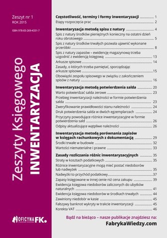 Zeszyt Księgowego Nr 1 Inwentaryzacja