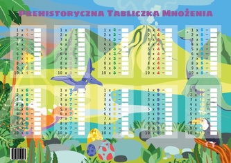 Podkładka dwustronna laminowana A2 tabliczka mnożenia Dino