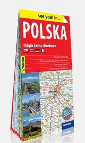 Polska. Papierowa mapa samochodowa, 1:700 000