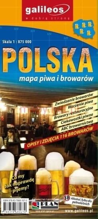 Mapa piwa i browarów - Polska 1:875 000 Mapa piwa i browarów - Polska 1:875 000