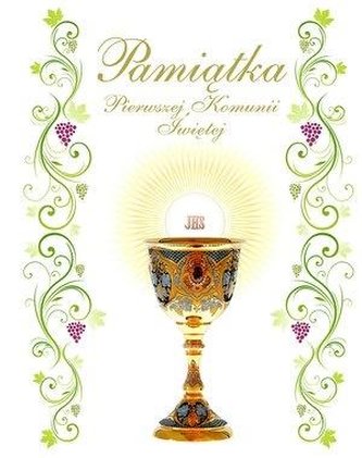 Pamiątka Pierwszej Komunii Św. (kielich, hostia)