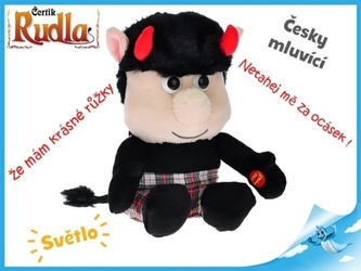 Čertík Rudla plyš sedící česky mluvící svítící rohy 20cm na baterie od 0 měsíců