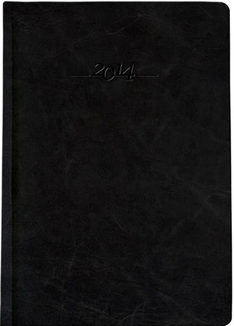 Diář 2014 - CARUS černý A5 - kožený týdenní