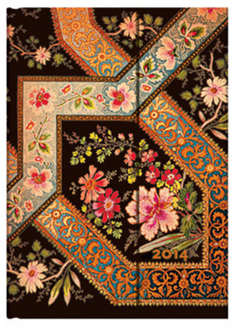 Diář 2014 - Filigree Floral Ebony midi (12-měsíční vertical Week-at-a-Time)