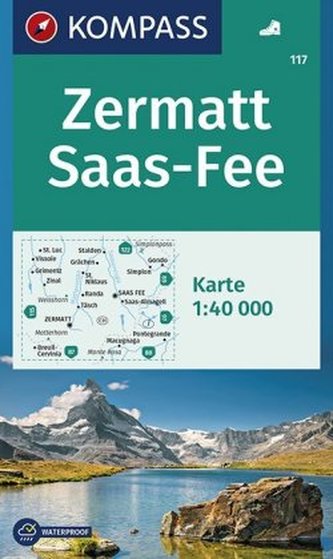 Zermatt, Saas Fee 1:40 000 / turistická mapa KOMPASS 117