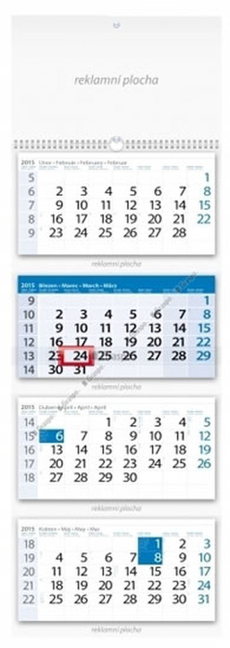 Kalendář 2015 - Čtyřměsíční modrý nástěnný