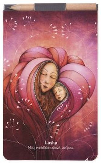 Blok s magnetem a tužkou LÁSKA 90 x 140 mm, čistý, 40 listů