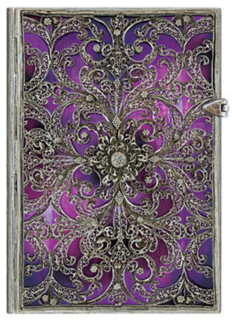 Zápisník - Silver Filigree Aubergine Midi Lined Zápisník - Silver Filigree Aubergine Midi Lined