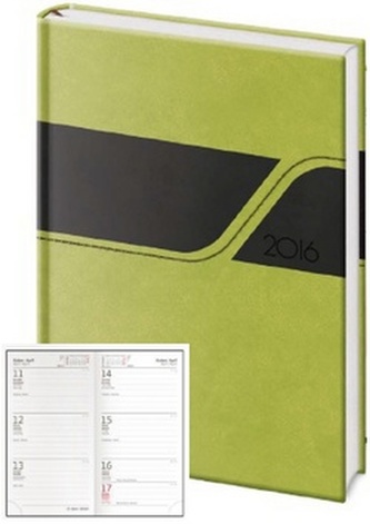 Diář 2016 - Wave kapesní týdenní - zelená/černá
