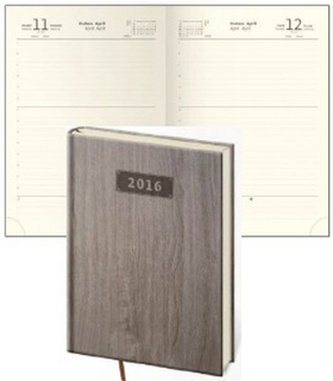 Diář 2016 - Wood A5 denní - tmavě hnědá