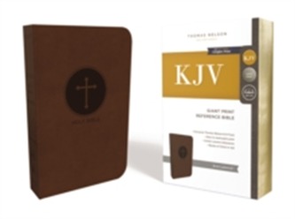 KJV, Reference Bible, Giant Print, Leathersoft, Brown, Red Letter Edition, Comfort Print