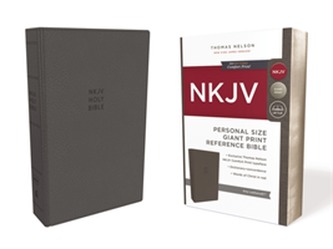 NKJV, Reference Bible, Personal Size Giant Print, Leathersoft, Gray, Red Letter Edition, Comfort Print NKJV, Reference Bible, Personal Size Giant Print, Leathersoft, Gray, Red Letter Edition, Comfort Print