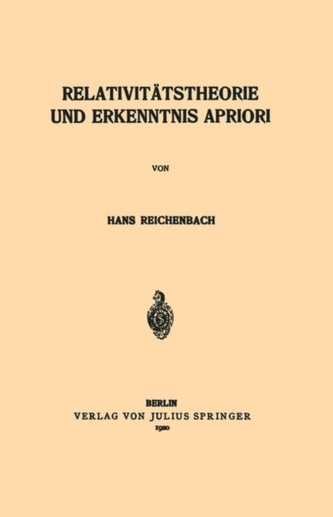 Relativitï¿½tstheorie Und Erkenntnis Apriori