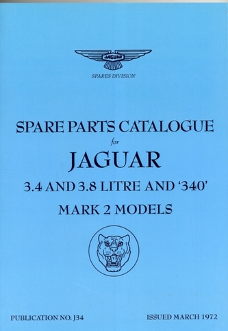 Jaguar Mk 2 (3.4, 3.8  & 340) Spare Parts Catalogue (1959-1969)
