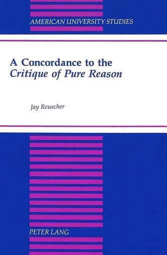 A Concordance to the Critique of Pure Reason