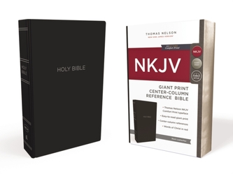 NKJV, Reference Bible, Center-Column Giant Print, Leather-Look, Black, Red Letter Edition, Comfort Print