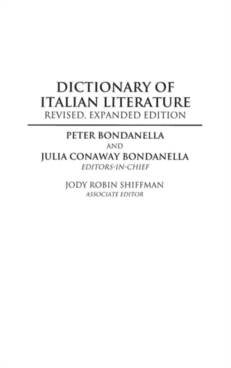 Dictionary of Italian Literature, 2nd Edition