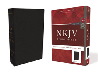 NKJV Study Bible, Premium Bonded Leather, Black, Comfort Print