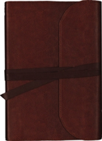 NKJV, Journal the Word Bible, Large Print, Premium Leather, Brown, Red Letter Edition