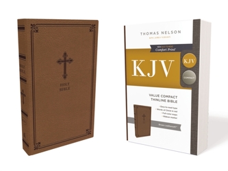 KJV, Value Thinline Bible, Compact, Leathersoft, Brown, Red Letter Edition, Comfort Print