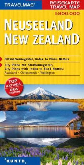 Travelmag KUNTH Reisekarte Neuseeland 1:800 000. New Zealand