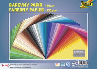 Barevné papíry 130g, 25 x 35 cm, 50 ks