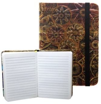 Zápisník s gumičkou 95x140 mm zlatobronzový ornament A