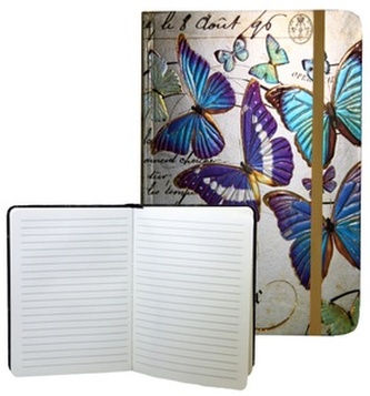 Zápisník s gumičkou 178x126 mm zlatý s motýli F
