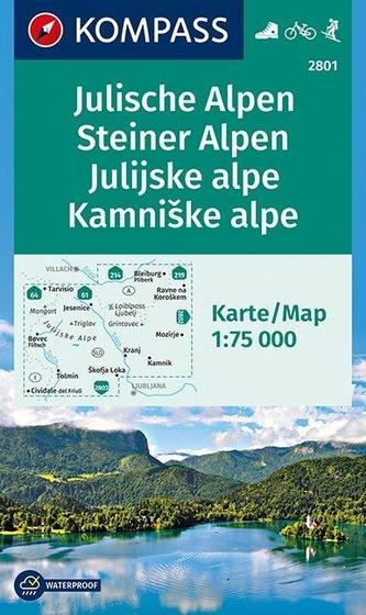 Julische Alpen, Steiner Alpen, Julijske alpe, Kamniške alpe 1:75 000 / turistická mapa KOMPASS 2801