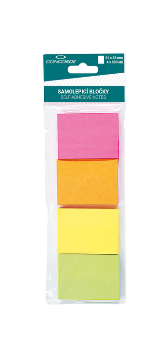 Samolepicí bločky Concorde 4 barvy