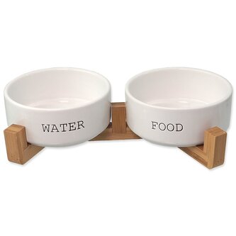 Set Dog Fantasy misky keramické se stojanem bílé 2x 16x6,5cm, 850ml