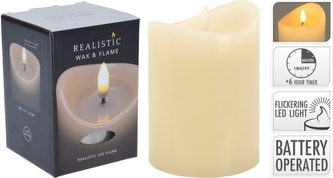 LED svíčka 10x9 cm s časovačem, barva slonová kost