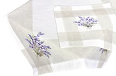 Ubrus celoroční, Levandule na lnu, bílo béžový 35 x 35 cm
