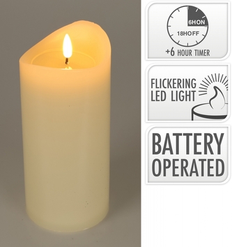 LED svíčka 15x9 cm s časovačem, barva slonová kost