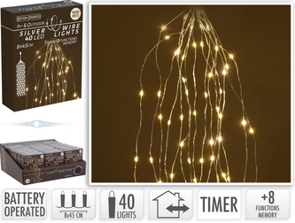 Světelná kaskáda s časovačem, 40 mikro LED teplé bílé světlo