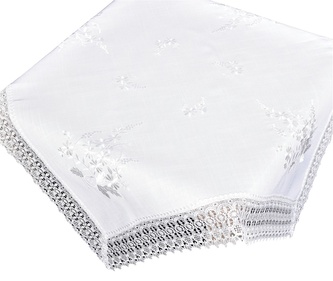 Ubrus celoroční, Bílé margaretky s krajkou, bílý 40 x 90 cm