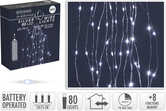 Světelná kaskáda s časovačem, 80 mikro LED studené bílé světlo