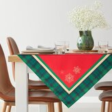 Vánoční ubrus na stůl STARS zelená/červená 85x85 cm Mybesthome