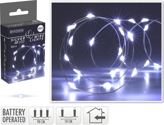 Dekorativní osvětlení na drátku 10 LED, světlo studené bílé