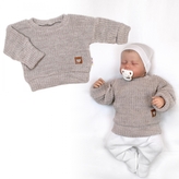Rostoucí oversize pletený svetřík pro miminko, béžový; 56/62 (0-3m)