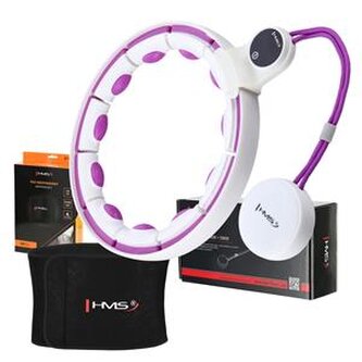 SET HHM17 + BR163 BÍLÁ/FIALOVÁ HULA HOOP OBRUČ SE ZÁVAŽÍM, MAGNETY A POČÍTADLEM HMS