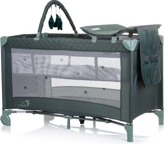 CHIPOLINO Cestovní postýlka s přebalovací podložkou Luna Pastel Green
