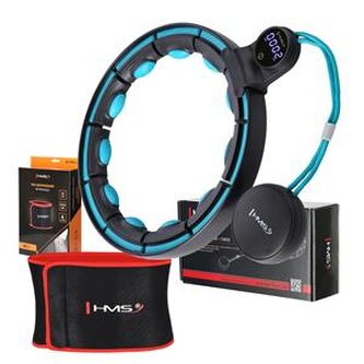 SET HHM17 + BR163 ČERNÁ/TYRKYSOVÁ HULA HOOP OBRUČ SE ZÁVAŽÍM, MAGNETY A POČÍTADLEM HMS