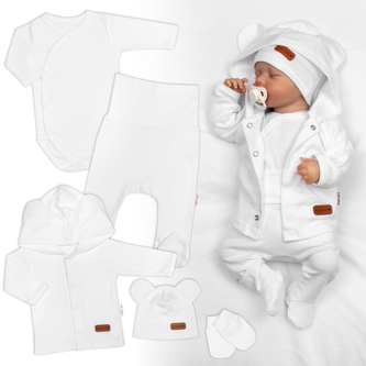 Bavlněná souprava pro miminko do porodnice 5D, Made with love, bílá, vel. 56; 56 (1-2m)