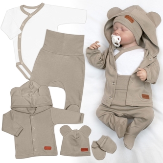 Bavlněná souprava pro miminko do porodnice 5D, Made with love, tm. béžová, vel. 62; 62 (2-3m)