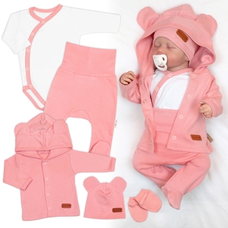 Bavlněná souprava pro miminko do porodnice 5D, Made with love, růžová, vel. 56; 56 (1-2m)