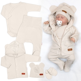 Bavlněná souprava pro miminko do porodnice 5D, Made with love, ecru, vel. 56; 56 (1-2m)